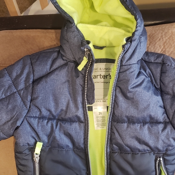 Carters Toddler Boy Winter Jacket Navy&Green - Picture 4 of 4